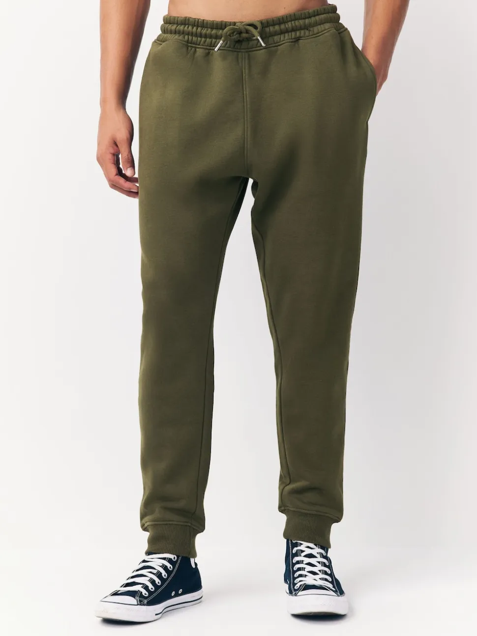 Khaki Green Slim Fit Slim Fit Brushback Heavyweight Joggers