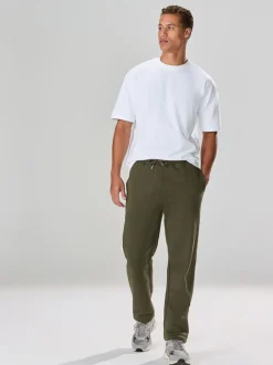 Khaki Green Straight Fit Brushback Heavyweight Joggers