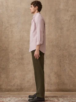 Khaki Green Straight Fit Smart Cotton Rich Cord Trousers