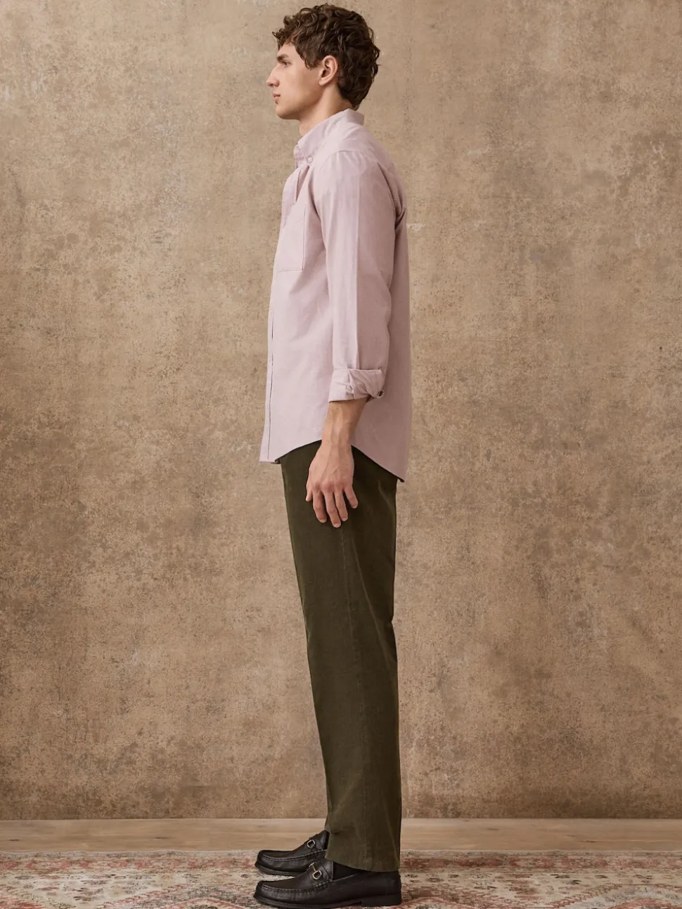 Khaki Green Straight Fit Smart Cotton Rich Cord Trousers
