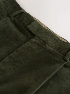 Khaki Green Straight Fit Smart Cotton Rich Cord Trousers