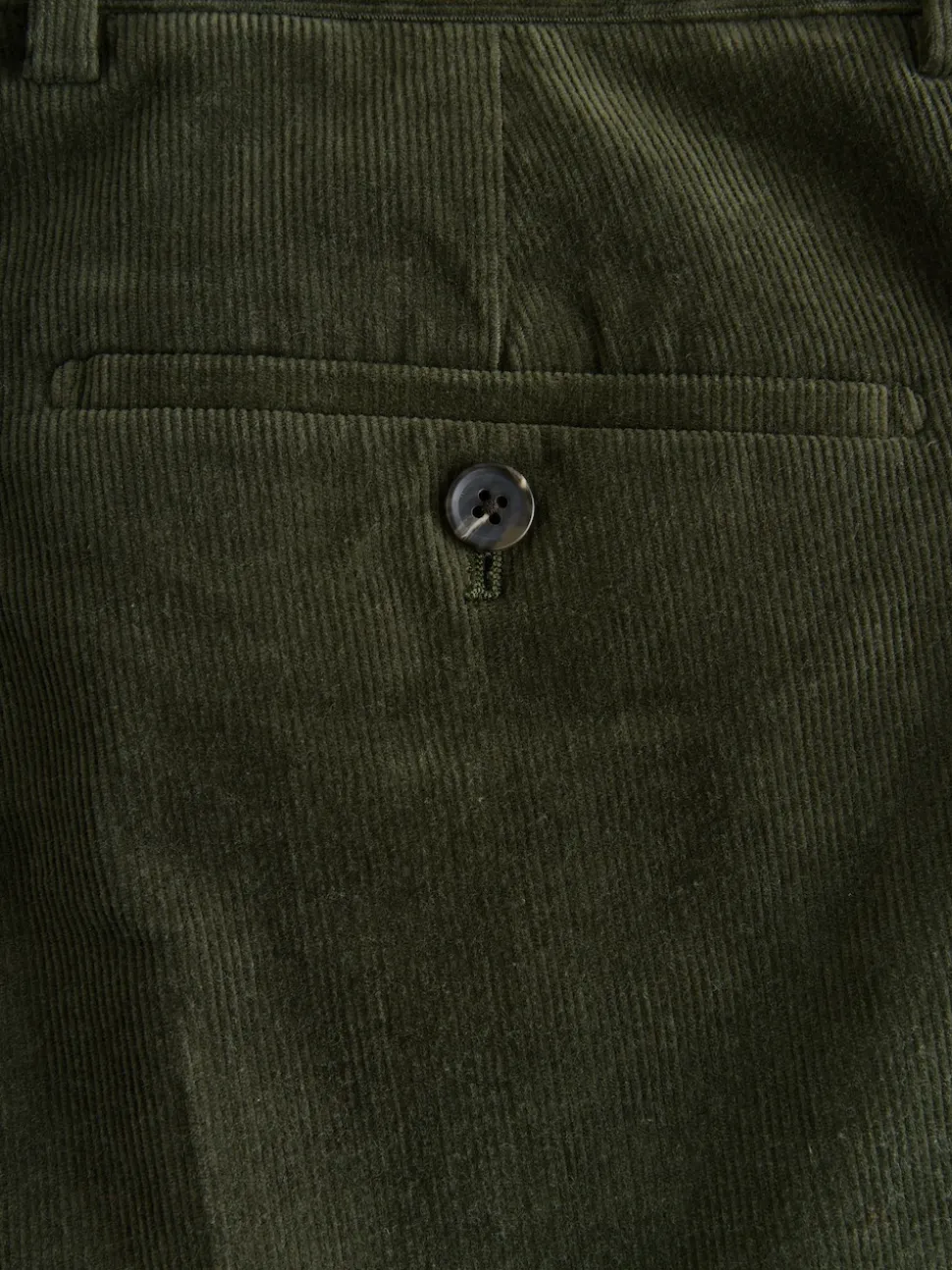 Khaki Green Straight Fit Smart Cotton Rich Cord Trousers