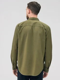 Khaki Green Twin Pocket Western Style Long Sleeve Shirt