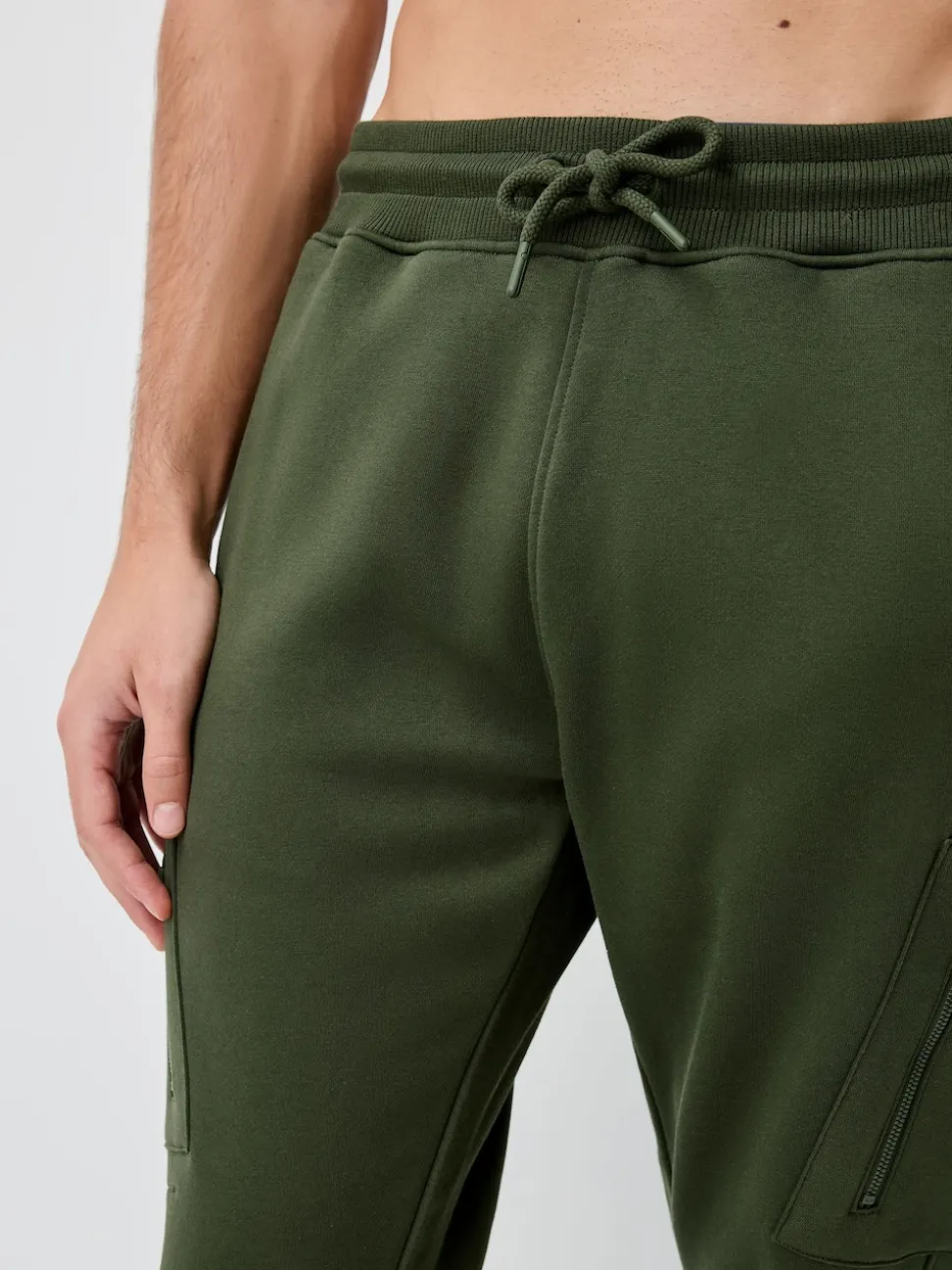 Khaki Green Utility Brushback Heavyweight Cargo Joggers