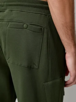 Khaki Green Utility Brushback Heavyweight Cargo Joggers