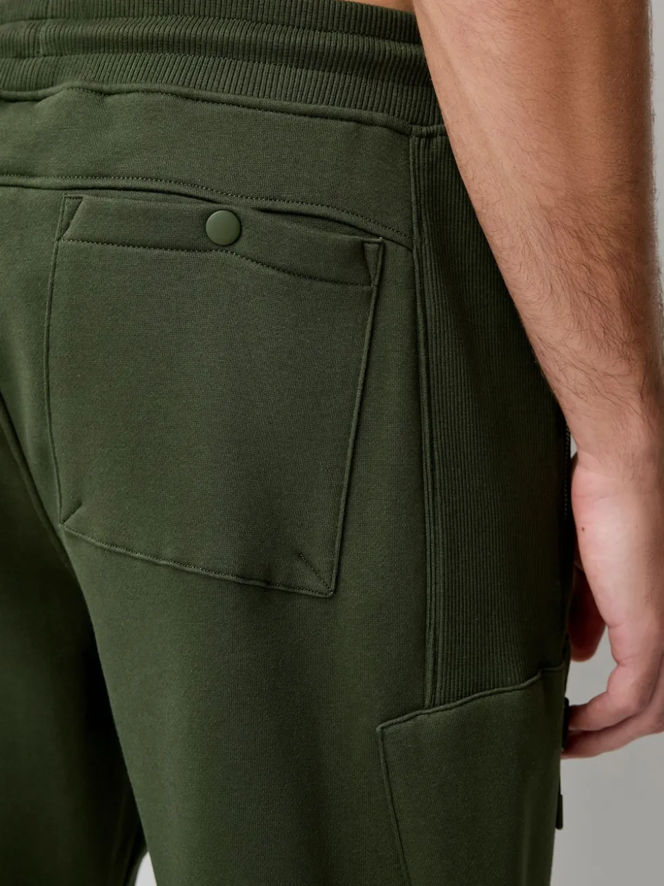 Khaki Green Utility Brushback Heavyweight Cargo Joggers