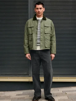 Khaki Green Wax Corduroy Collar Barn Jacket