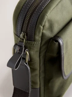 Khaki Green Wax Cotton Cross-Body Bag