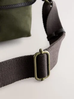 Khaki Green Wax Cotton Cross-Body Bag