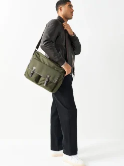 Khaki Green Wax Cotton Messenger Bag