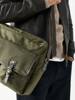 Khaki Green Wax Cotton Messenger Bag