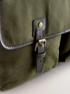 Khaki Green Wax Cotton Messenger Bag
