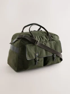 Khaki Green Wax Cotton Weekend Holdall Bag