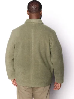 Khaki Green Wool Look Fleece Shacket