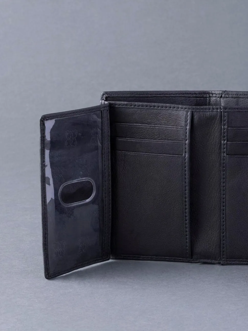 Lakeland Leather Black Bowston Tri-Fold Wallet