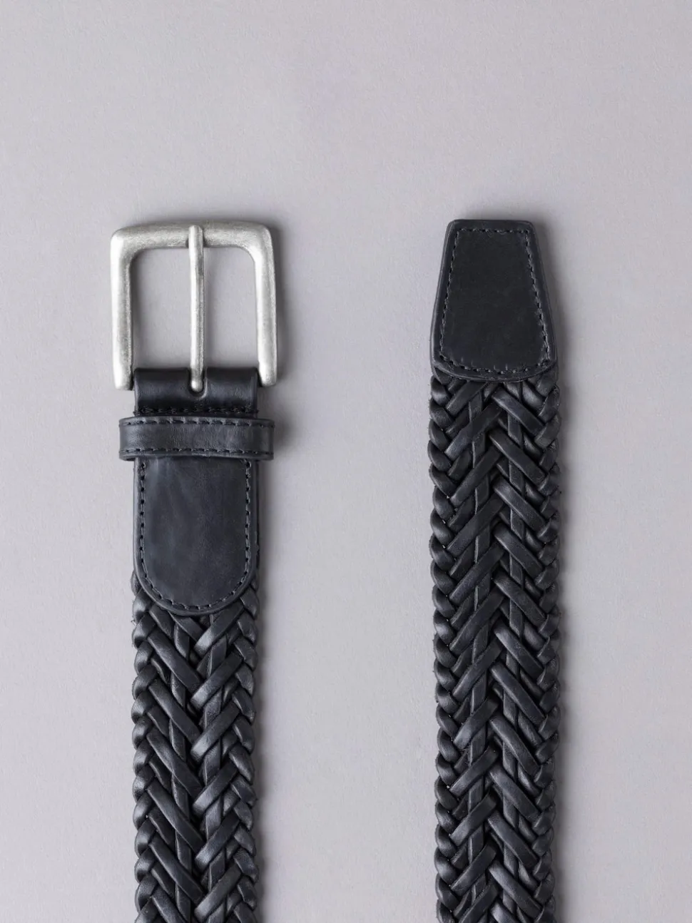 Lakeland Leather Black Howbeck Leather Braided Belt