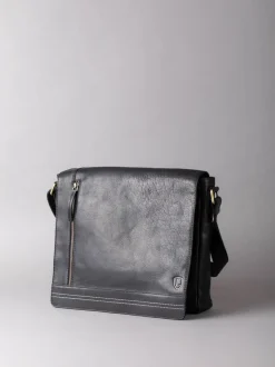 Lakeland Leather Black Large Keswick Leather Messenger Bag