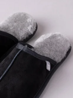 Lakeland Leather Black Mens Sheepskin Slider Slippers
