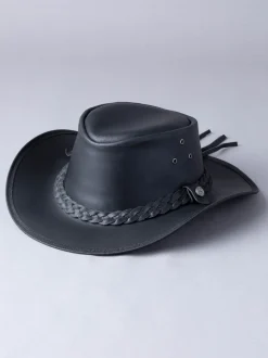 Lakeland Leather Black Outback III Australian Style Leather Hat