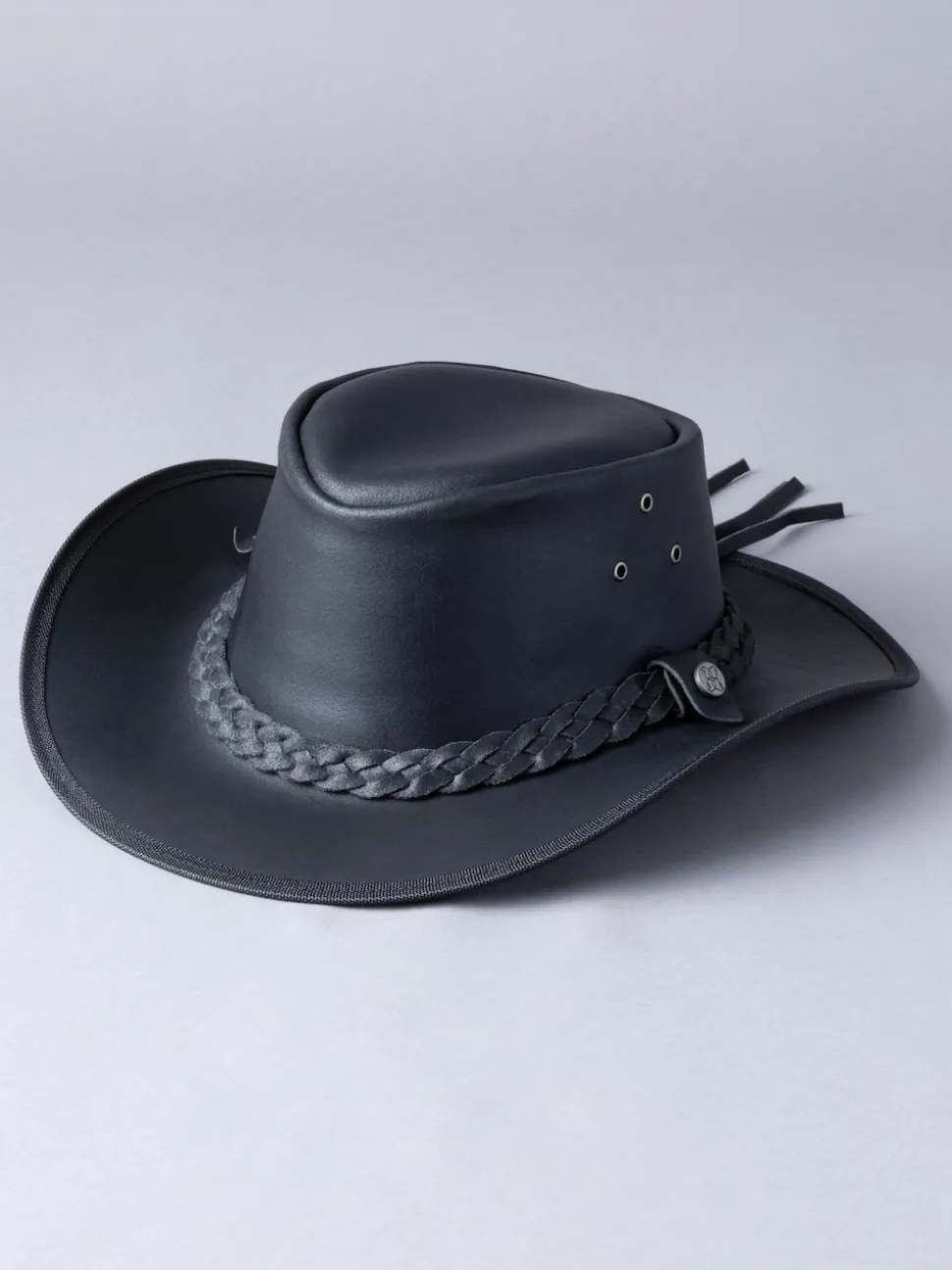 Lakeland Leather Black Outback III Australian Style Leather Hat