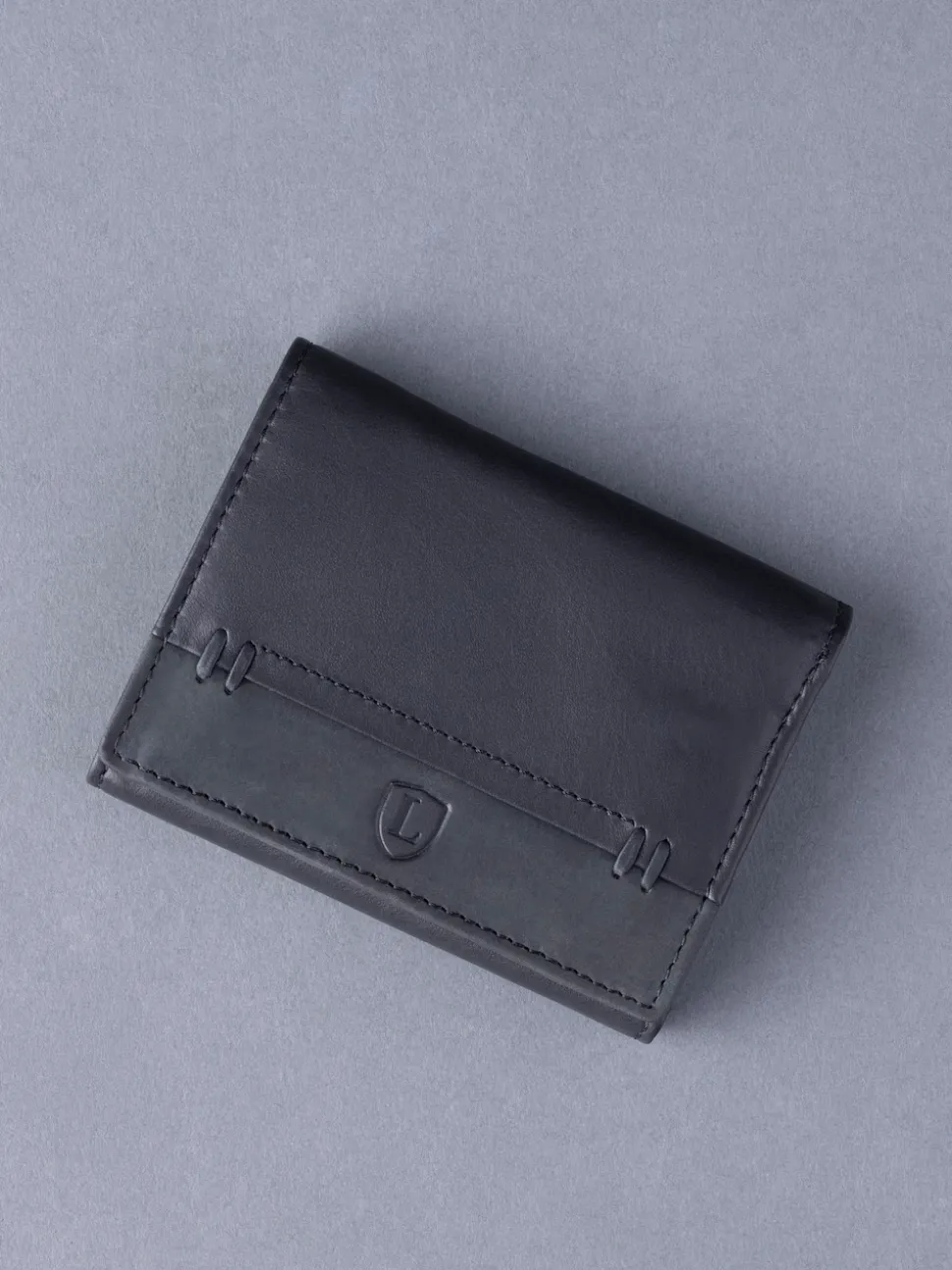 Lakeland Leather Black Stitch Tri-Fold Wallet