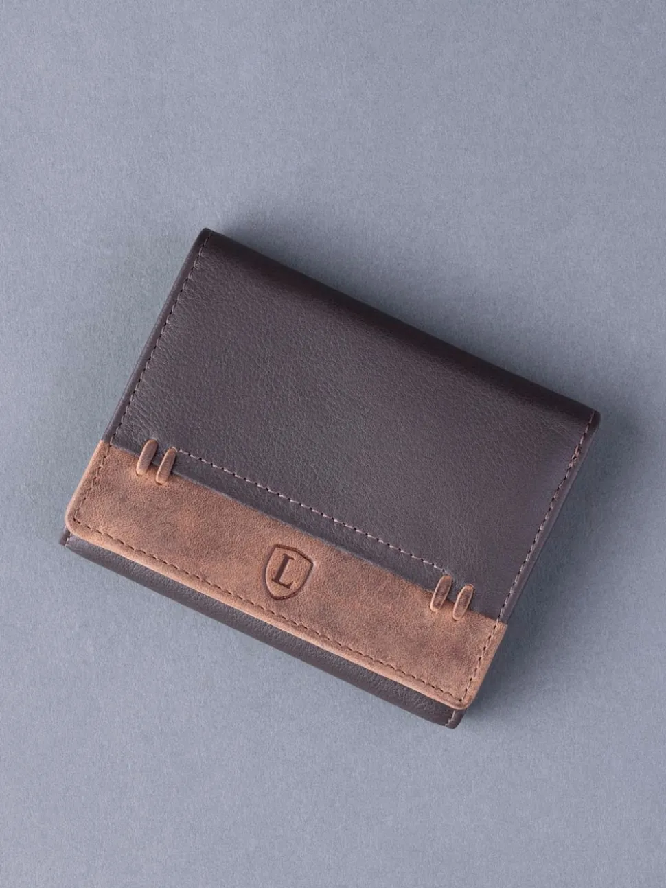 Lakeland Leather Brown Stitch Tri-Fold Wallet