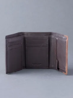 Lakeland Leather Brown Stitch Tri-Fold Wallet