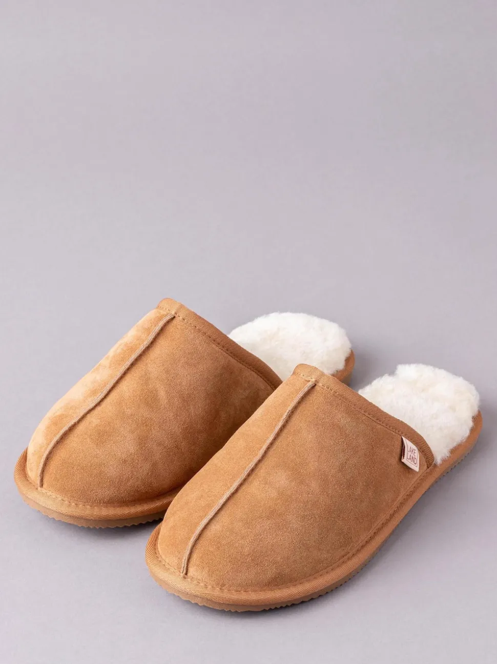 Lakeland Leather Tan Brown Mens Sheepskin Slider Slippers