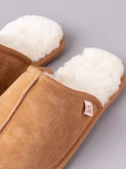 Lakeland Leather Tan Brown Mens Sheepskin Slider Slippers