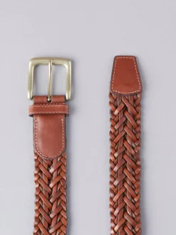 Lakeland Leather Tan Brown Howbeck Leather Braided Belt