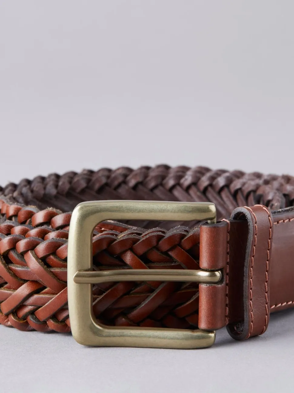 Lakeland Leather Tan Brown Howbeck Leather Braided Belt
