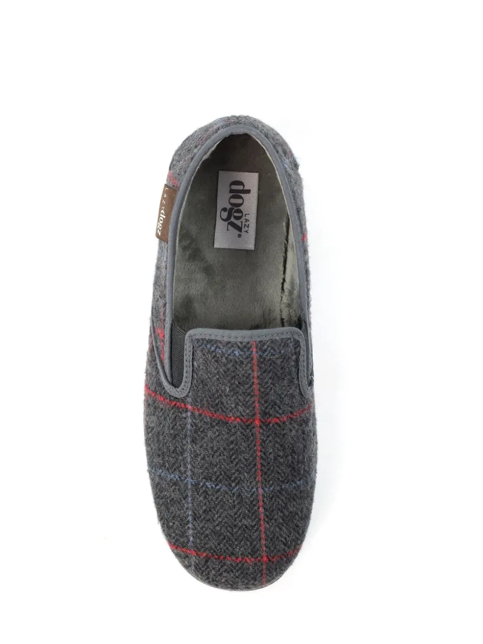 Lazy Dogz Grey Hughes Check Print Full Slippers