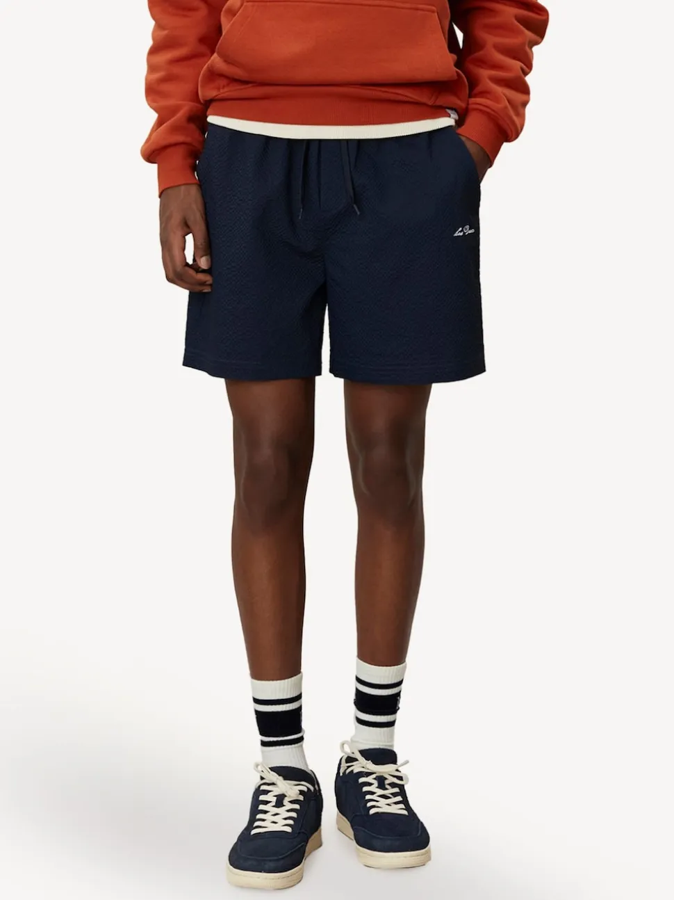 Les Deux Blue Stan Seersucker Swim Shorts