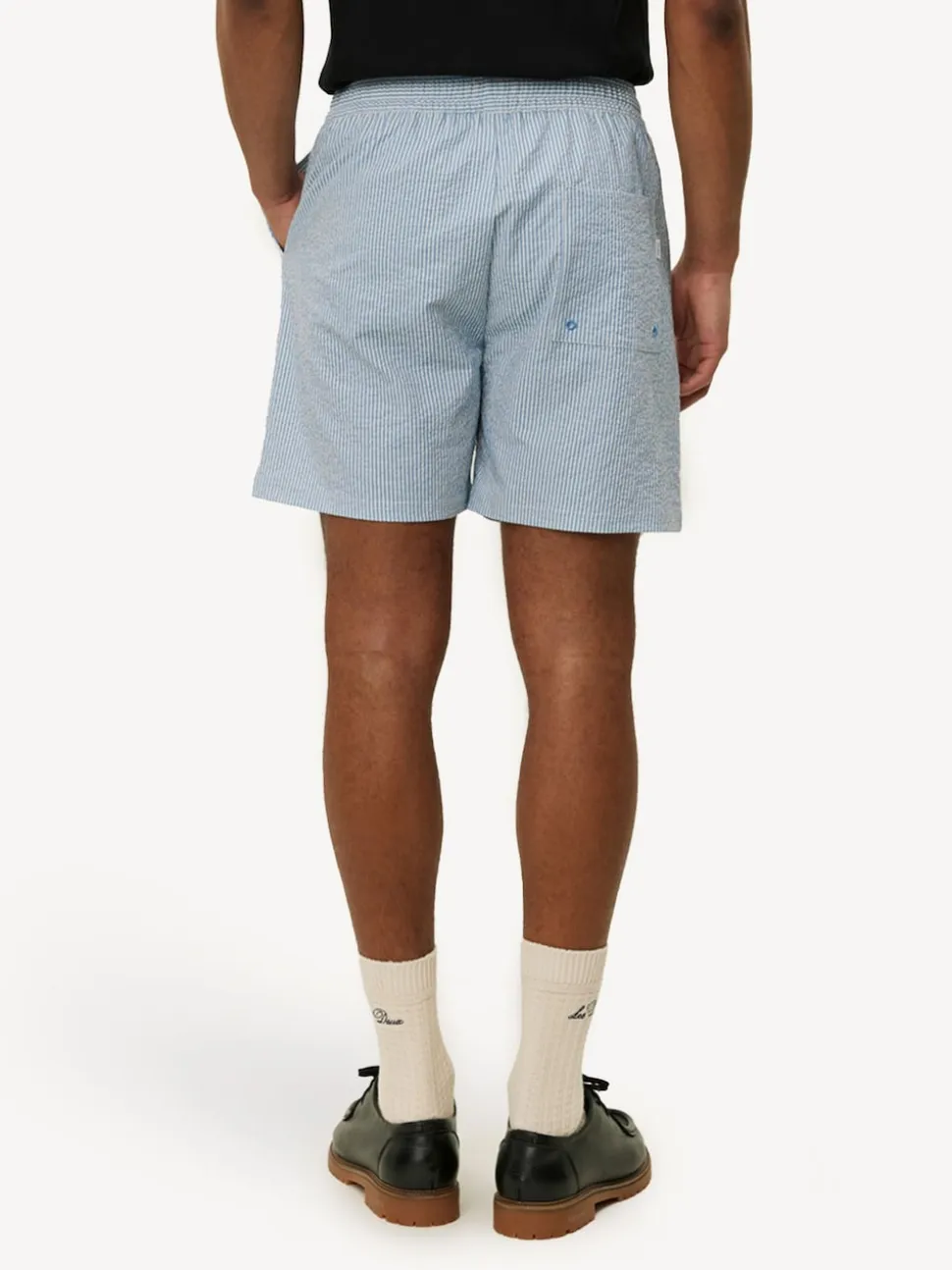Les Deux Blue Stan Stripe Seersucker Swim Shorts