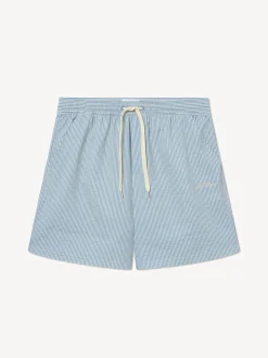 Les Deux Blue Stan Stripe Seersucker Swim Shorts