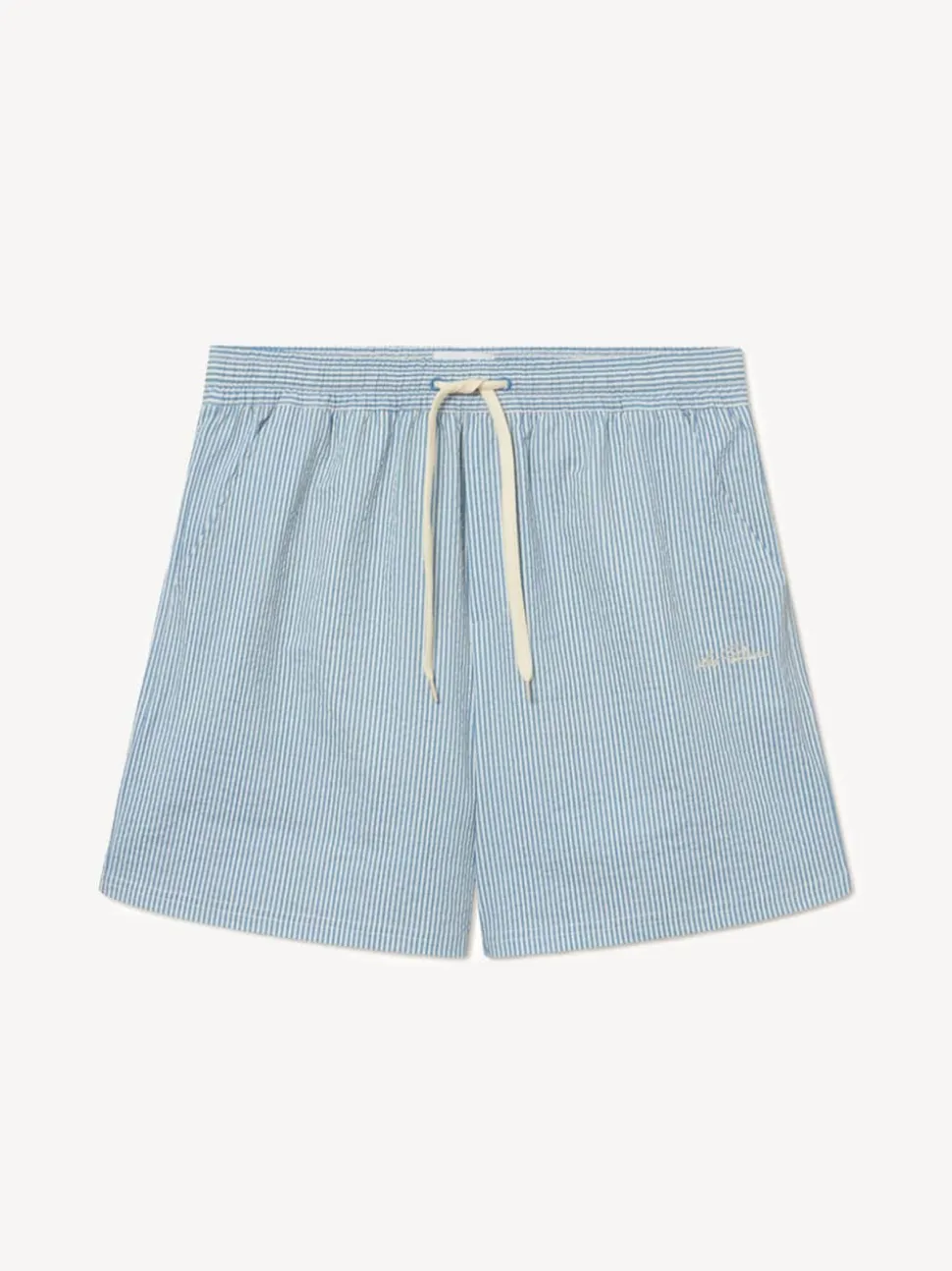 Les Deux Blue Stan Stripe Seersucker Swim Shorts