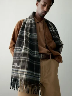 Les Deux Grey Check Wool Scarf