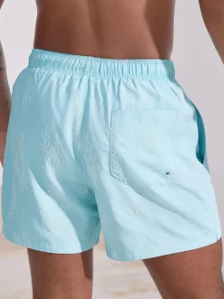 Light Blue Embroidered Swim Shorts