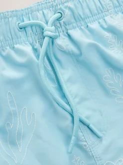 Light Blue Embroidered Swim Shorts