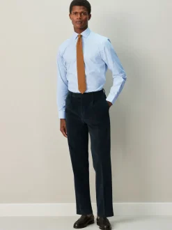 Light Blue Gingham Regular Fit Cotton Rich Long Sleeve Formal Shirt