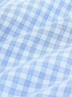 Light Blue Gingham Regular Fit Cotton Rich Long Sleeve Formal Shirt