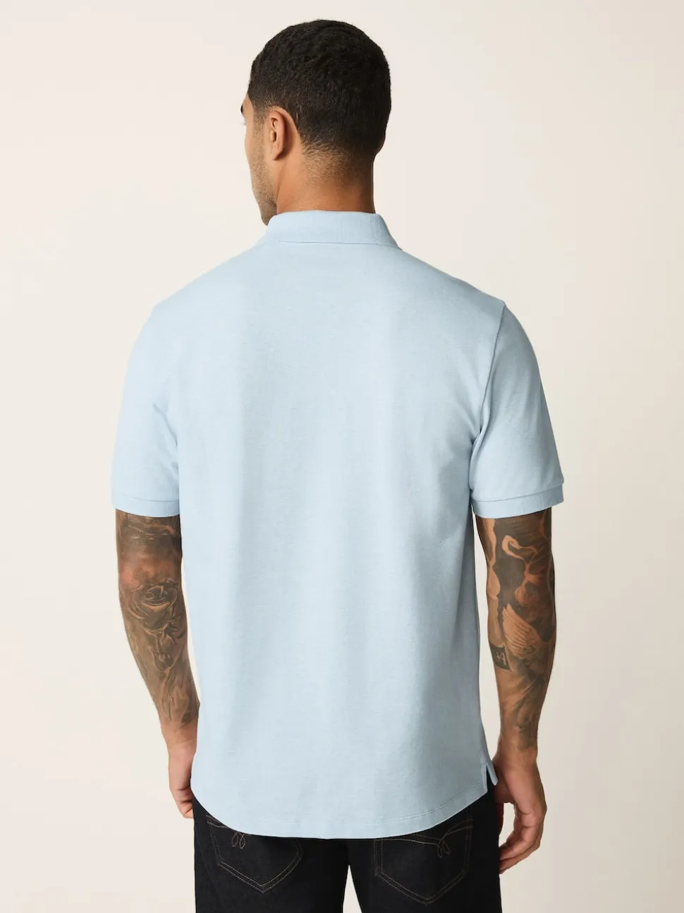 Light Blue Marl Slim Fit Short Sleeve Pique Polo Shirt