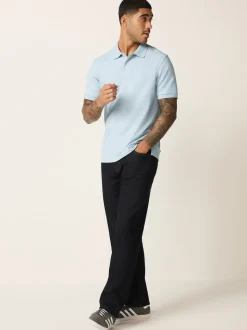 Light Blue Marl Slim Fit Short Sleeve Pique Polo Shirt
