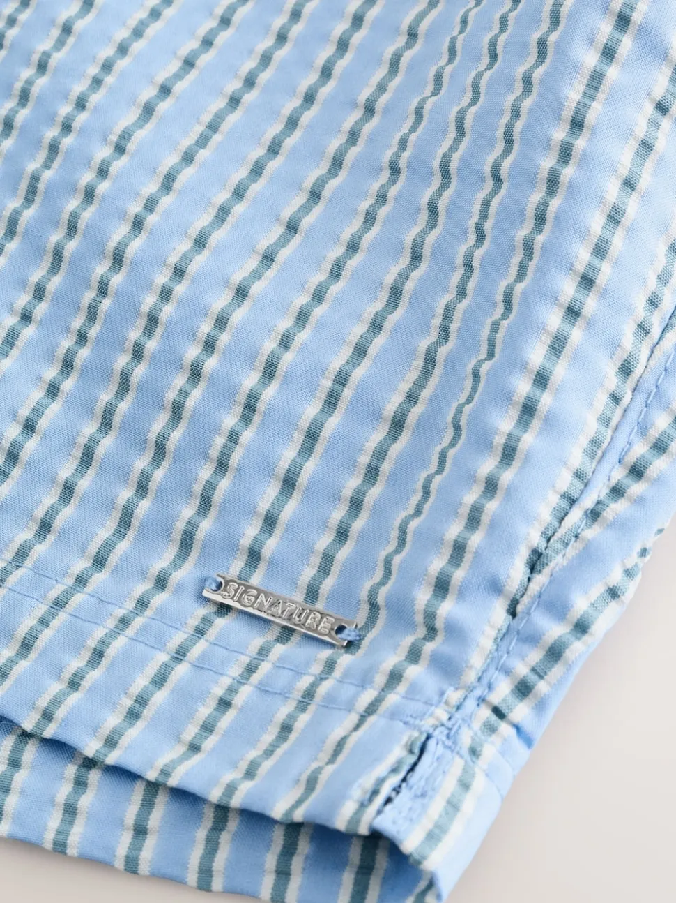 Light Blue Multi Stripe Signature Tailored Waistband Swim Shorts
