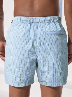 Light Blue Multi Stripe Signature Tailored Waistband Swim Shorts