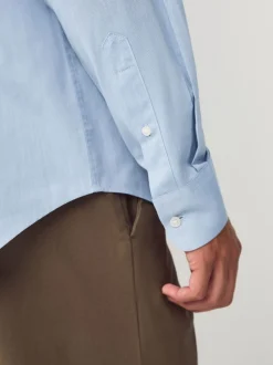 Light Blue Regular Fit Button Down Easy Iron Oxford Shirt