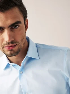 Light Blue Regular Fit Easy Care Double Cuff Smart Shirt