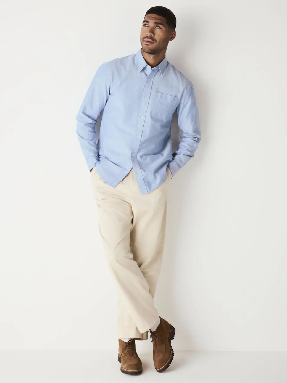 Light Blue Regular Fit Long Sleeve Oxford Shirt