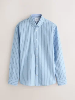 Light Blue Regular Fit Long Sleeve Stripe Smart Shirt