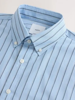 Light Blue Regular Fit Long Sleeve Stripe Smart Shirt
